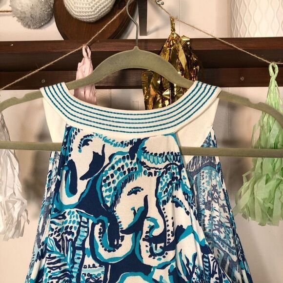 Lilly Pulitzer Womens Elephant Achelle Keep On Trunkin Dress Blue White Small - Picture 4 of 9